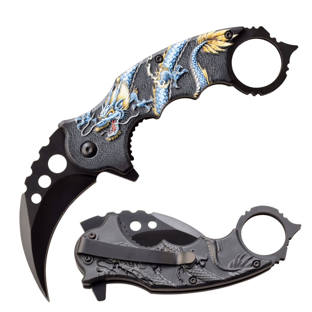 Karambit Wholesale Tactical Spring Assist Knife With Finger Ring