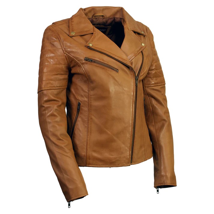 Women's Whiskey Wholesale Leather Moto Fashion Jacket