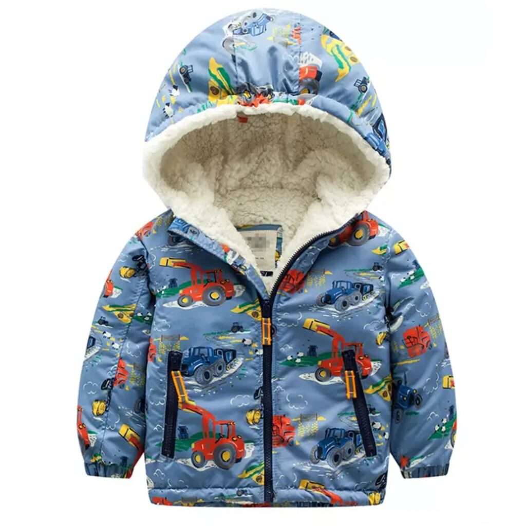 Quilted And Prints Waterproof Kids Boys Jackets
